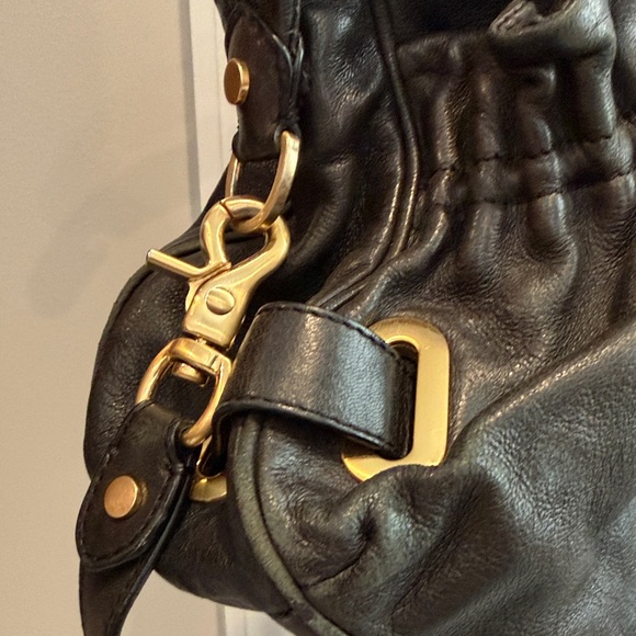 Botkier Black Leather Shoulder Bag with Gold Accents - Picture 4 of 10